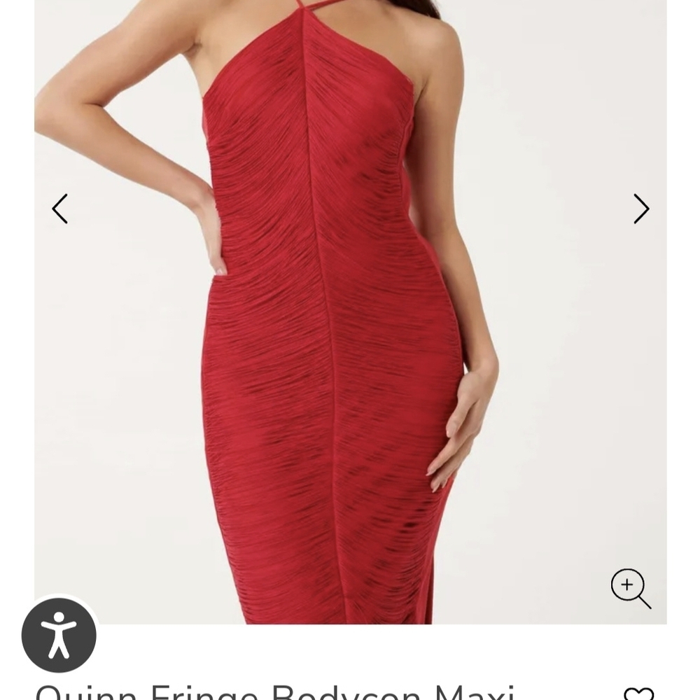 Ever New Red Fringe Halter Maxi Dress